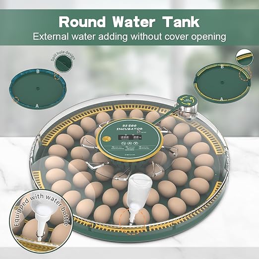 52 Egg Incubator with Automatic Egg Turning and Humidity Display, Incubators for Hatching Eggs, Chicken, Ducks, Goose, Pigeon, Quail, Parrot Incubator for Farm, Lab