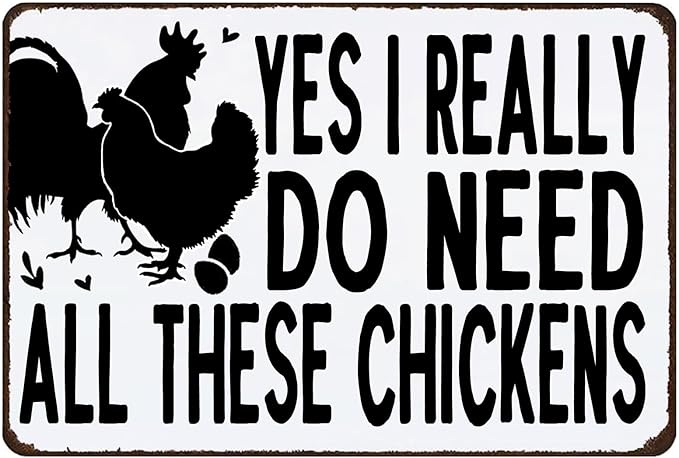 Funny Vintage Metal Chicken Sign, Chicken Decor for Coop Farmhouse
