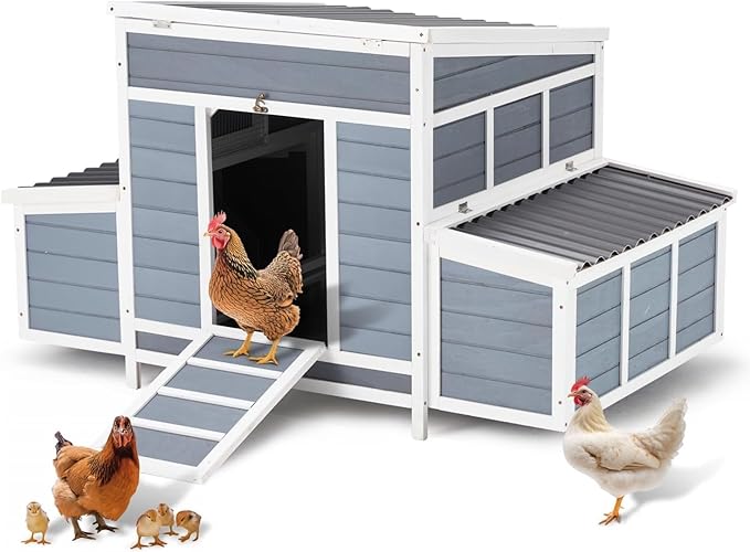 U-MAX 56" Chicken Coop, Large Wooden Chicken Cage Hen House, Outdoor Yard Poultry Pet Hutch for Small Animal Coops with Nesting Box