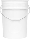 5-Gallon Bucket Only – No Lid Included, Made in USA, Food Grade BPA Free Plastic, Heavy Duty Multi-Use, Metal Handle with Grip, Stackable Storage – White, 1 Pack
