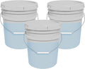 5-Gallon Bucket with Airtight Lid – Made in USA, Food Grade BPA Free Plastic, Heavy Duty Multi-Use, Metal Handle with Grip, Stackable Storage – Natural, 3 Pack