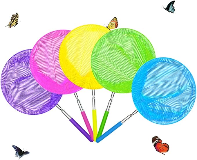 Insect and Butterfly Net,Outdoor Toys Telescopic Fishing Nets Bug Net Beach Toys Outdoor Tools Nets Anti Slip Caterpillar Ladybird Nets(5 PCS)