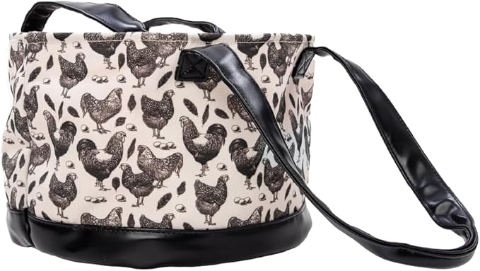 Fluffy Layers by RentACoop Egg Collecting Bag – Durable Coated Canvas and Easy-to-Clean Bottom & Handles – Reusable Farm Egg Basket (Vintage Flock)