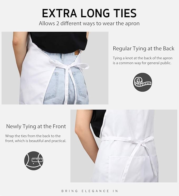Syntus Adjustable Bib Apron with 2 Pockets Cooking Kitchen Aprons for Women Men Chef