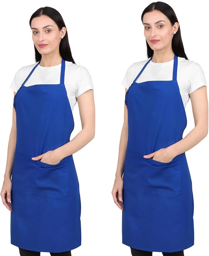 Kitchen Apron Cotton Waterdrop Resistant with adjustable Aprons for Women with Pockets 9 Color option Cooking