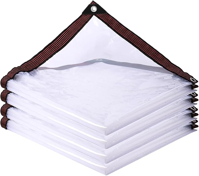 Clear Tarp Waterproof with Grommets 8x20,Heavy Duty PVC Vinyl Tarps Cover,Transparent Tarpaulin Large (Small) for Outdoor/Camping/Plant/Garden/Chicken Coop/Cat Litter