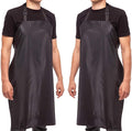Aulett Home 35" Waterproof Rubber Black Vinyl Apron for Dishwashing, Lab, Butcher, Dog Grooming - Industrial Plastic