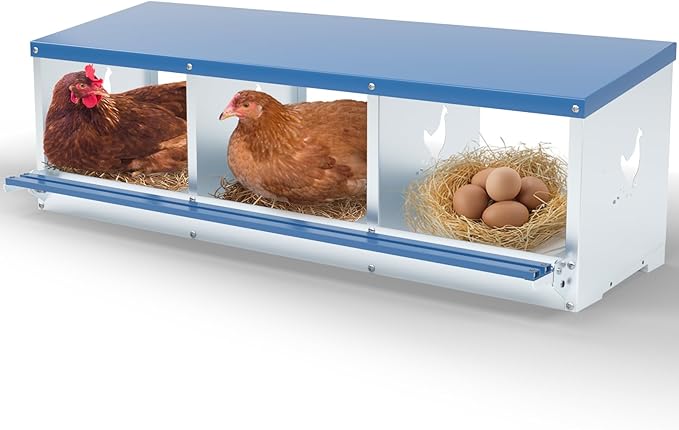 Chicken Nesting Box for Laying Eggs 3 Holes Metal Nest Box for Chicken Hens Ducks Poultry Protect Eggs Chicken Coop Easy Egg Collection Wall Mount Nest Box for Chicken Coop