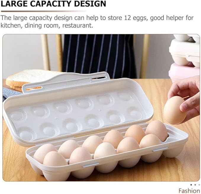 Zerodeko 12 Count Egg Holder for Refrigerator with Lid Plastic Fresh Storage Box for Kitchen and Fridge Organization Compact 11.81X4.33X2.55In Egg Storage Container