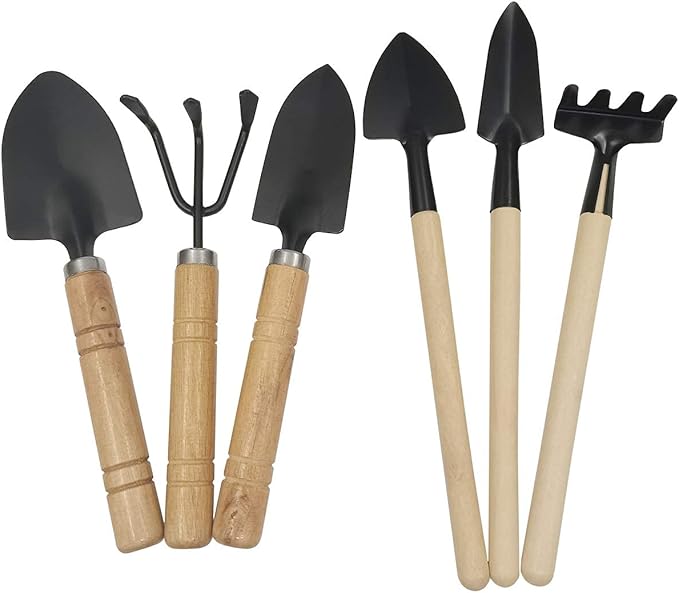 Gardening Tool Set (6 Pcs) Spade Shovel Rake for Garden Plants Care House Plants Flower Pot Cactus Vegetables Kids Indoor Small Plants Mini Medium Plant Tool Succulent Kit