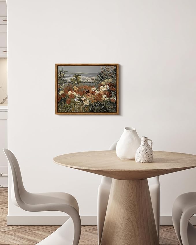 InSimSea Framed Canvas Wall Art Flower Home Decor Framed Vintage Botanical Prints Rustic Farmhouse Wall Decor Mid Century Modern Decor Art Prints Floral Room Decor for Living Room Bedroom 8x10in