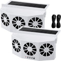 2 Pack Solar Powered Car Exhaust Fan 3 Fans Car Window 4500 RPM Air Vent Radiator Solar Energy Cooling Vent Exhaust for General Types(Solar 3 Fans,White)
