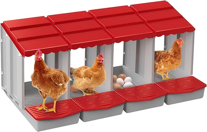 Chicken Nesting Boxes,4 Hole Nesting Box for Chicken Coop, Rolling Egg Collection and Protection Nesting Boxes
