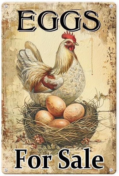 Farm Fresh Eggs For Sale Aluminium Sign 12in×16in, Sturdy Aluminum Metal Signs Rust Free, Fresh Chicken Eggs For Sale Yard Sign, Egg Sign With Stakes