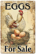 Farm Fresh Eggs For Sale Aluminium Sign 5in×8in, Sturdy Aluminum Metal Signs Rust Free, Fresh Chicken Eggs For Sale Yard Sign, Egg Sign With Stakes
