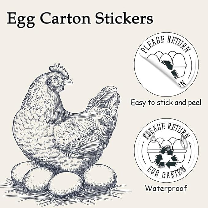 Louise Maelys 2 Inch Egg Carton Stickers - Market Egg Handling Stickers 500 Pcs Waterproof Please Retrun Egg Carton Lables for Egg Producers,Organic Farms,Farmers’Markets
