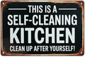 SelfCleaning Kitchen Tin Sign Vintage Funny Kitchen Rules Metal Sign Print Aesthetic for Garden Yard Bar Porch Home Bedroom Kitchen Wall Decor Gift 8 X 12 in