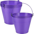OBTANIM 7 Pack Purple Metal Buckets with Handle Galvanized Ice Pails for Plants, Succulents, Party Favors Organizing, Rustic Home Decor or Classrooms Pencil Storage (9.1 x 6.7 inch)