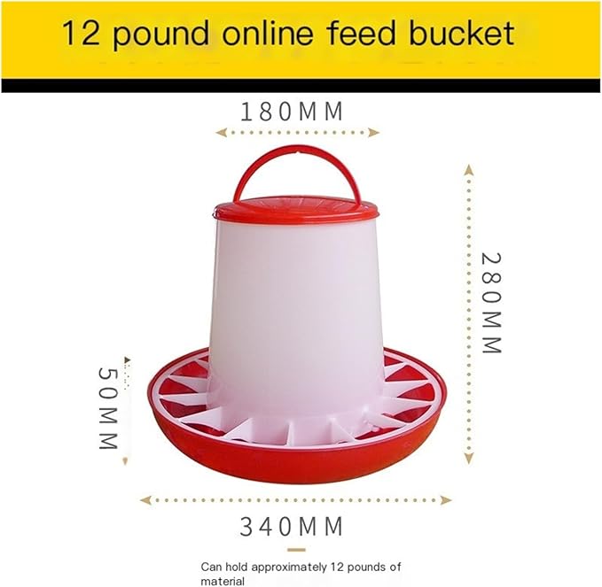 Automatic Hanging Chicken Feeder - 2kg/6kg/12kg/18kg Poultry Food Dispenser - Space Saving Design for Chickens, Ducks & Small Birds(12kg)