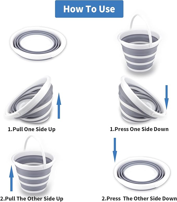 Collapsible Bucket 10L 2.6 Gallon Cleaning Bucket Mop Bucket Folding Foldable Portable Small Plastic Water Supplies for Outdoor Garden Camping Fishing Car Wash Space Saving