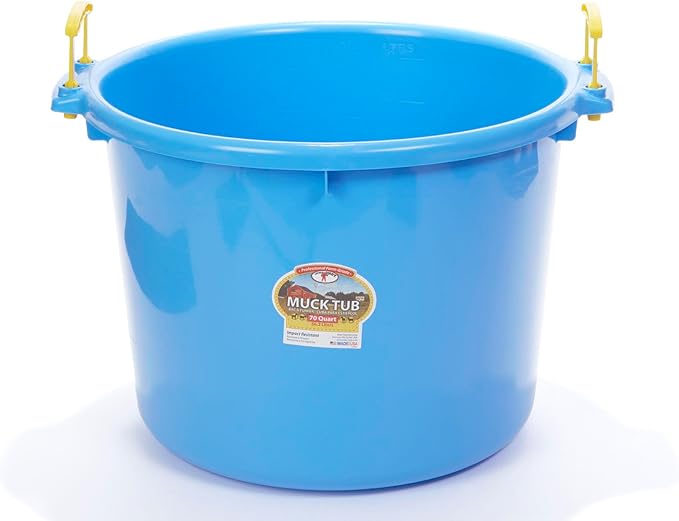 Little Giant® Plastic Muck Tub | Durable & Versatile Utility Bucket with Handles | Muck Bucket | Durable Handles | 70 Quart | Berry Blue