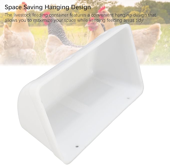 Hanging Poultry Feeder Large Capacity Space Saving Plastic Hanging Chicken Feeder Trough for Farm (White)