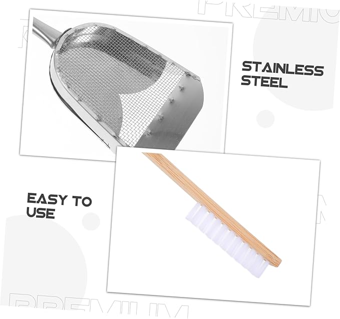 VANZACK 2pcs Bird Cage Cleaning Brush and Shovel Set Bird Poop Cleaner Tools for Small Animal Cages Easy to Use PET Cleaning Supplies