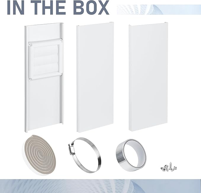 Flamorrow Dryer Vent Window Kit, 4" Window Vent Kit with Air Vent Cover, Adjustable Window Dryer Vent Panels with Insulation Foam Seal Strip & Aluminum Seal Tape, Hose Clamp