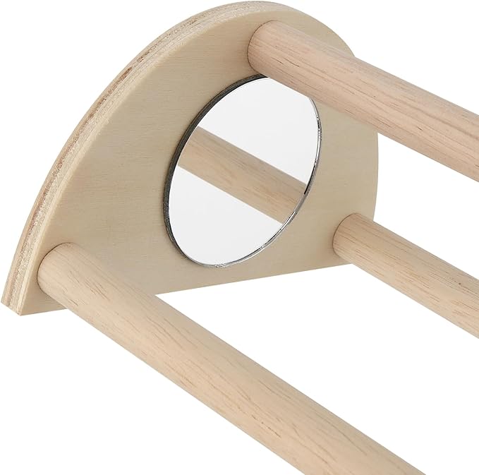 JEUIHAU 2 PCS 13 Inch Wooden Chick Training Perch with Mirror,Perches Stand Chicken Roosting Bar for Parrots and Small Chicks