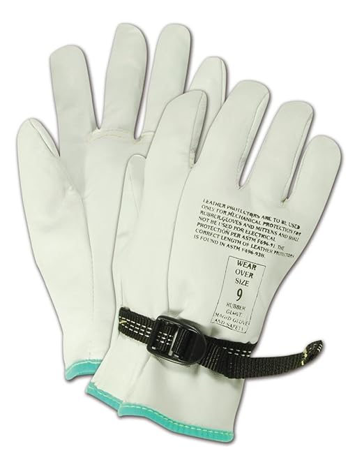 MAGID PowerMaster 12501PS Leather Linesmen Protector Gloves, 1 Pair, 9.5” Length, Size 8/Medium