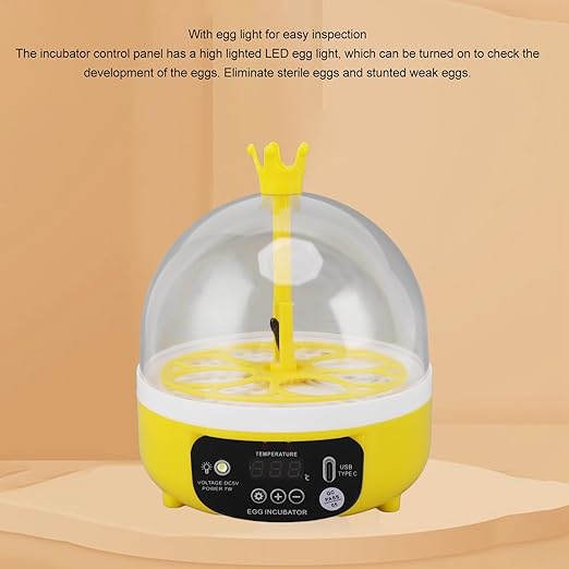 Egg Incubator,Automatic Temperature Humidity Control Automatic Turner,Transparent Lid Incubators for Hatching Eggs,for Chickens Ducks Pigeons (YELLOE)