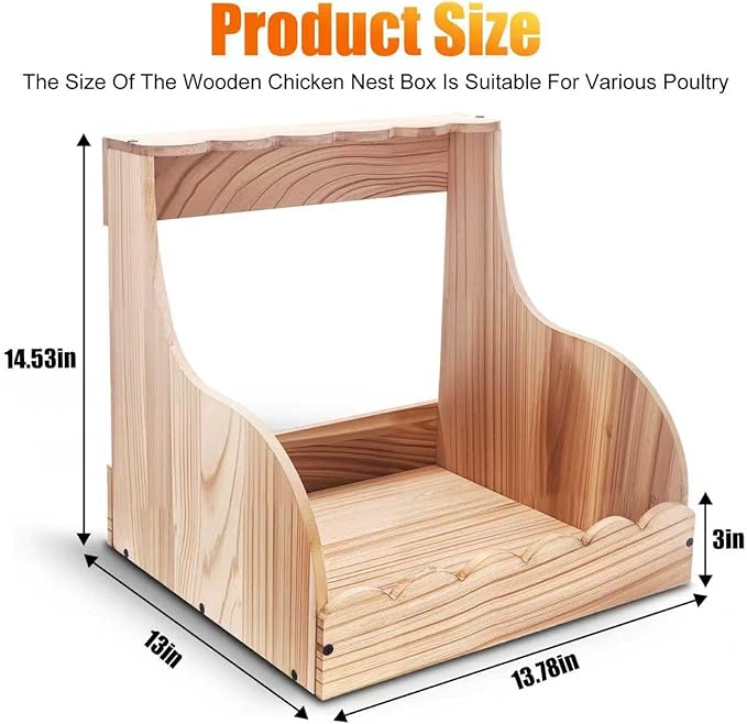 Wood Chicken Laying Eggs Boxes,Single Compartment Hens Nesting Box(13.75" L x 13" W x 14.5" H),Big Duty Laying Nest Box for Duck Birds Poultry, Easy Assembly