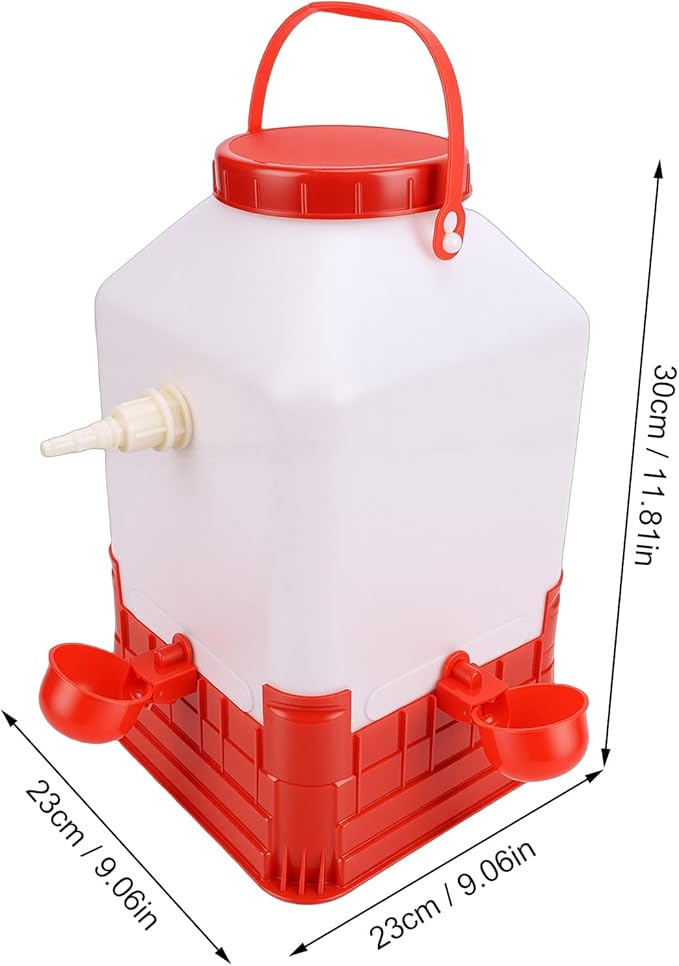 Denash Automatic Poultry Waterer, 10L Large Capacity Chicken Water Feeder with 4 Bowls, Easy to Clean Poultry Waterer Dispenser for Farm