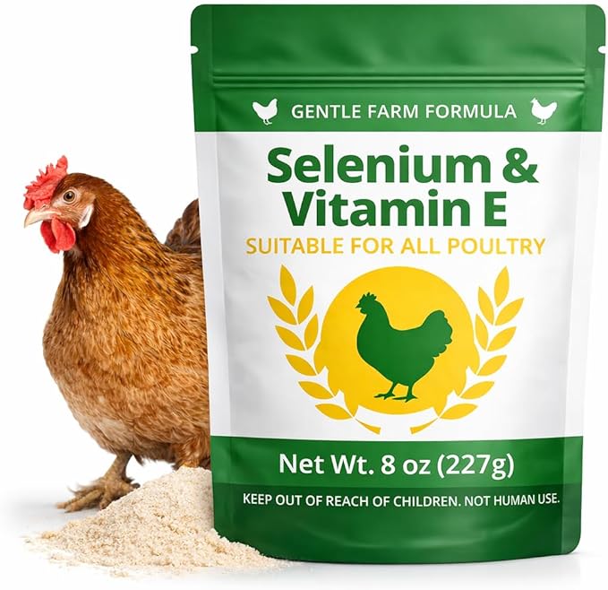 8 oz (227 g) Selenium & Vitamin E Powder for Chickens, Selenium Supplement for Chickens, Supports Immune & Muscle Health, Suitable for All Poultry