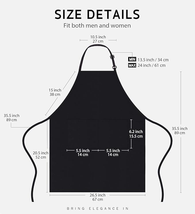 Syntus 4 Pack Adjustable Bib Apron with 2 Pockets Cooking Kitchen Aprons for Women Men Chef