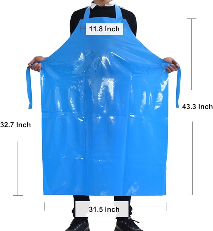 ELEBOX Waterproof Oil Proof Bib Apron Utility Apron Chemical Resistant Apron with Sleeve Work Apron Ultra Lightweight
