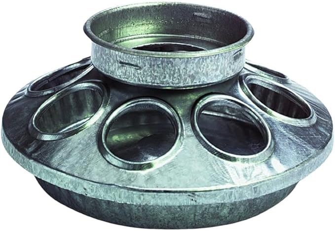 MILLER Little Giant Poultry Feeder Base, 32 oz, Galvanized Steel, Rust Resistant, Weatherproof, Easy-Refill Top, Tabletop Mount