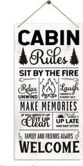 Wooden Cabin Wall Art Plaque, Welcome Sign for Cabin, Cottage, Farmhouse Door - Decorative Hanging Decor for Indoor Outdoor