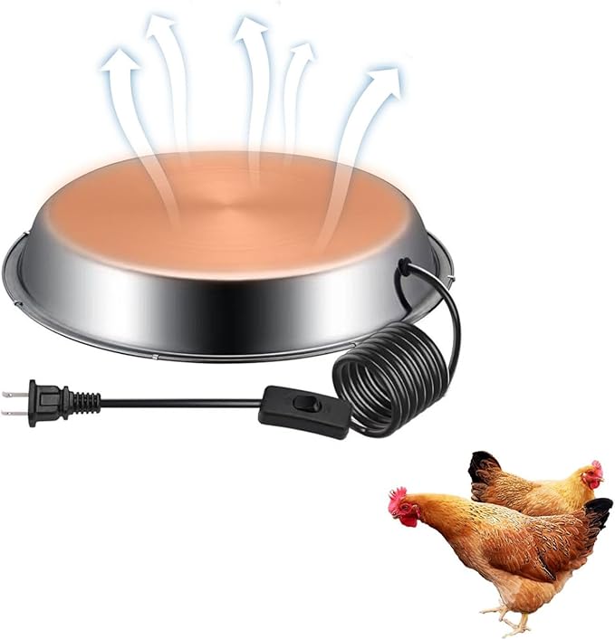 Chicken Water Heater, 35 Watt Metal Heated Base for Chicken Waterer 11.8 inch Poultry Drinker Heater, AC110V Voltage with Thermostat, Winter Poultry coop Water Heater Heating