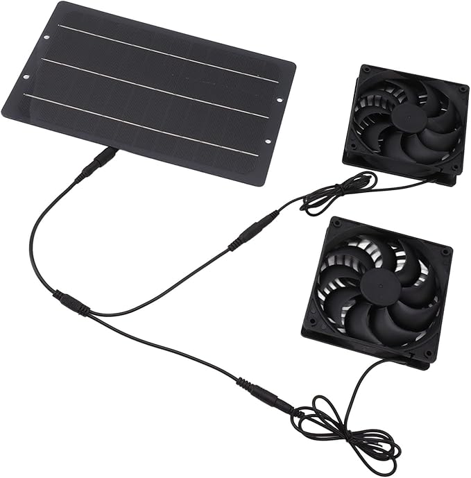 TOPINCN 10W Solar Powered Dual Exhaust Fan Kit for Chicken Coops Greenhouses Sheds, Energy Efficient with Powerful Ventilation
