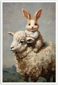 MNFGMH Easter Art Spring Bunny and Sheep Easter Canvas Prints Farmhouse Rabbit Pictures Artwork Modern Home Decor Gift Canvas Roll 16x24 inch