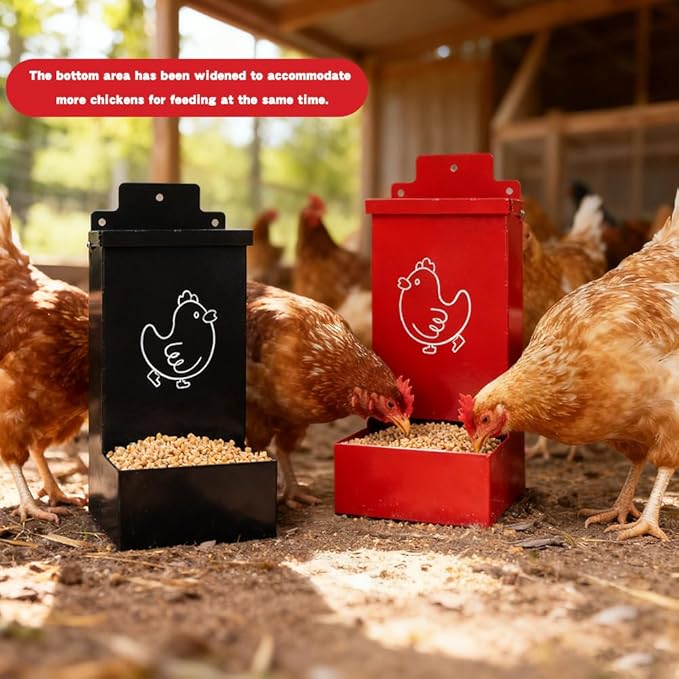 2Pack Chicken Grit Feeder, Metal Oyster Shell Feeder with Lid, Hanging Chicken Poultry Feeders Trough, Automatic Feeder, Coop Accessories Supplies