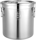 33L (8.72 gal) Stainless Steel Food Storage Container with Lid, Airtight Locking Bucket for Rice, Flour, Pet Food - Food Grade 304, Commercial & Home Kitchen, 405 oz Capacity (8.72 gal)