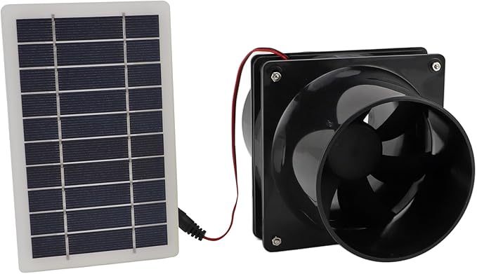 Dpofirs Solar Dual Fan Kit, Solar Powered Exhaust Fan, 10W Solar Panel, 6 Inch High Speed Exhaust Fan, Ventilation Cooling Vent for Chicken Coop, Shed, Greenhouse, Pet House