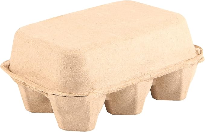 JAPCHET 50 Pack Egg Cartons - 6 Count, Paper Pulp Egg Tray Holder, Biodegradable for Family, Farm, Market