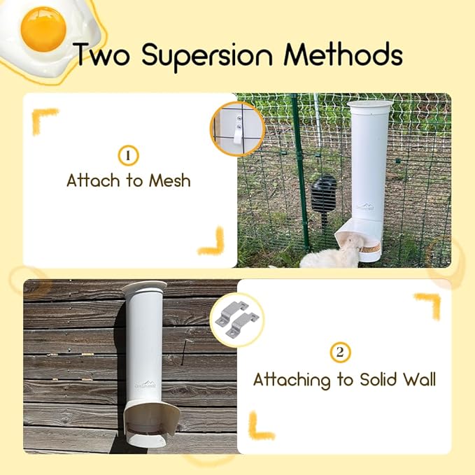 Automatic Chicken Feeder, 7lb Capacity Large PVC Poultry Feeder with Rain Cover, No-Waste Design, Easy to Install and Clean, UV-Resistant, Ideal for 4-6 Chickens