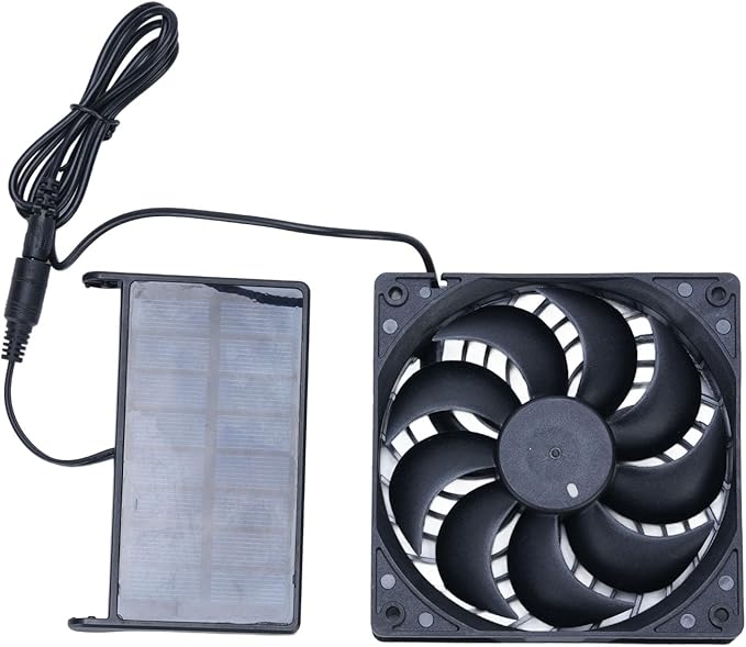 Solar Panel Powered Exhaust Fan, USB Rechargeable Chicken Coop Solar Fan, Solar Panel Intake Exhaust Fans for Chicken Coops, Greenhouses, Sheds, Dog Houses