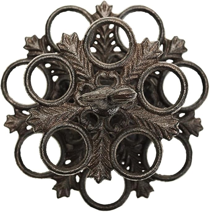 Sungmor Heavy Duty Cast Iron Eggs Holder Countertop Decor - Kitchen & Dining Room Organization Egg Stroage Display Rack - Vintage Dark Brown Color & Rooster Shaped Design - 12 Eggs Holding Capacity