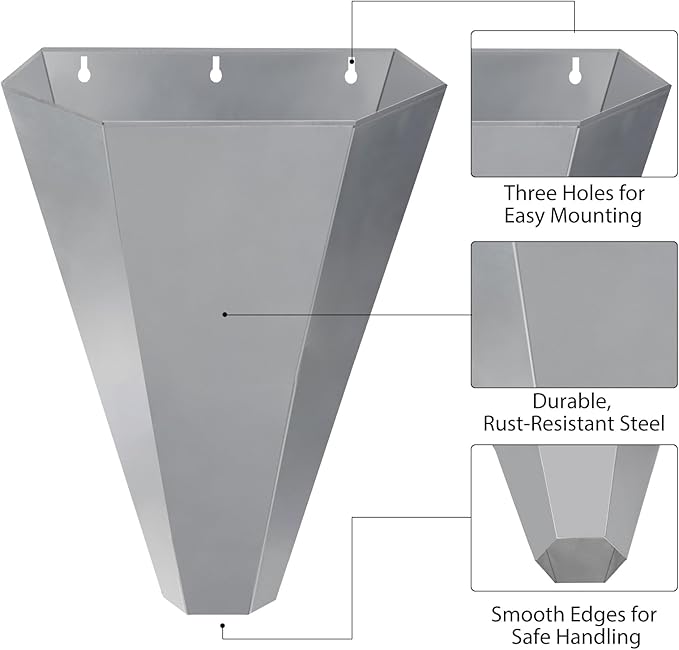 Chicken Cone, Galvanized Steel Poultry Restraining Cone with Safety Gloves, for Chickens, Broilers, Roasters, and Turkeys Up to 15 Pounds, Flat-Back Design, Easy to Clean (1 Pack)