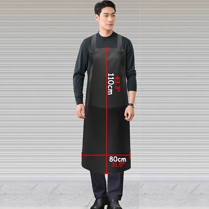 Extended Cowhide Apron Water Proof Oil-resistantly and Wear-resistantly Industrial Aprons H-shaped Shoulder